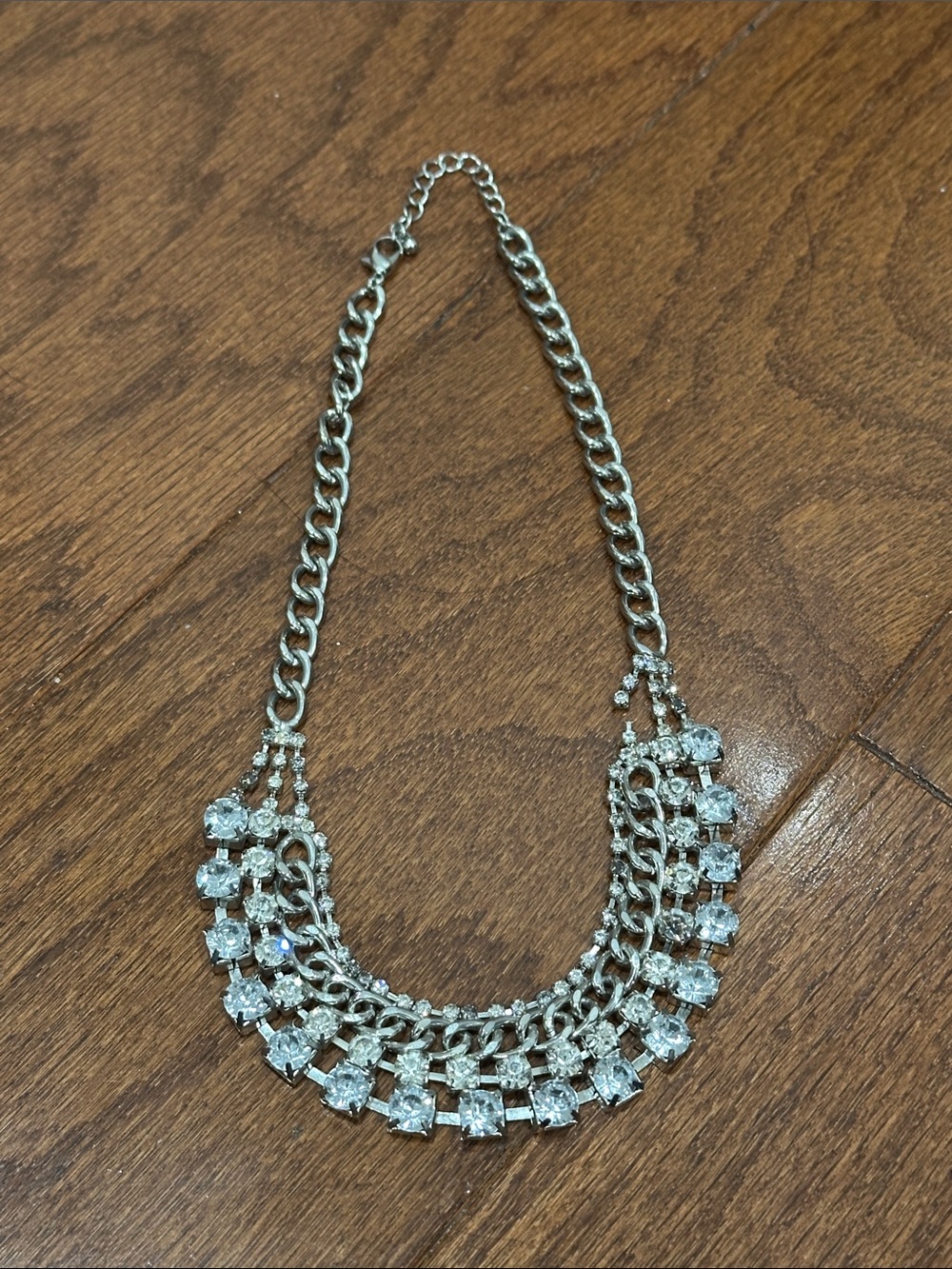 Silver Crystal Statement Necklace - costume Jewelry—please read!